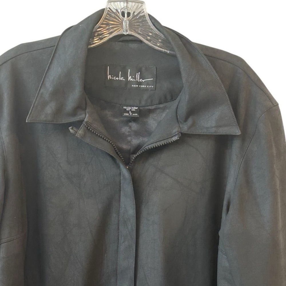 Nicole Miller Women's Black Basic Jacket Size L Z… - image 2